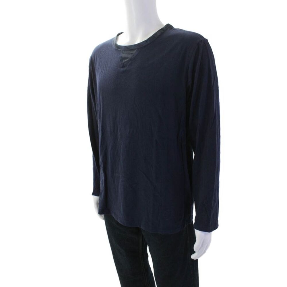Temperley London Mens LOng Sleeve Scoop Neck Classic Tee Shirt Navy Size Large - Picture 2 of 6